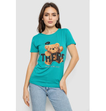 Футболка женская с принтом, цвет бирюзовый, 244R509