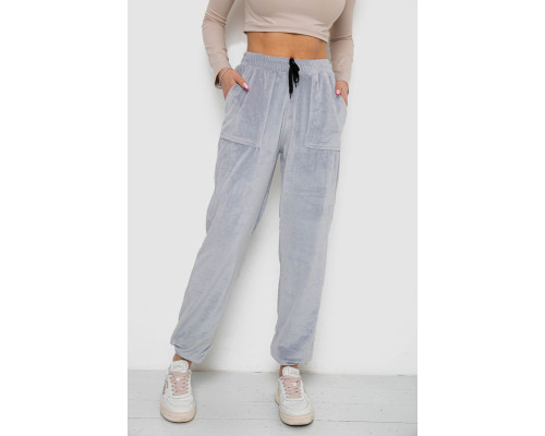 Штани жіночі велюрові, колір сірий, 238R58168