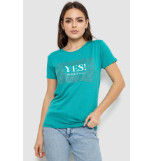 Футболка женская с принтом, цвет бирюзовый, 244R507