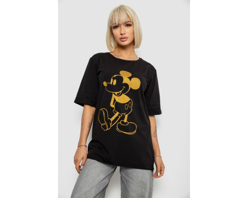 Футболка жіноча з принтом, колір чорний, 244R1023