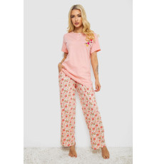 Піжама жіноча з принтом, колір персиковий, 243R10353