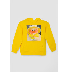Худі дитячий на флісі з принтом, колір гірчичний, 102R1525