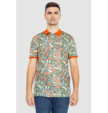 Поло чоловіче з принтом, колір оранжево-зелений, 247R310 Поло чоловіче з принтом, колір оранжево-зелений, 247R310