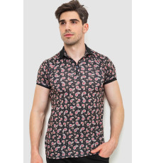 Поло чоловіче з принтом, колір чорний, 214R7003-1 Поло чоловіче з принтом, колір чорний, 214R7003-1