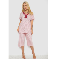 Піжама жіноча з принтом, колір рожевий, 243R7081