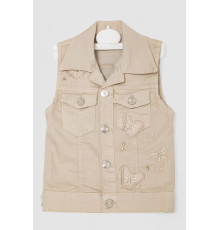 Жилетка детская для девочек, цвет темно-бежевый, узор, 247R10028