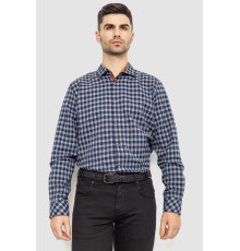 Рубашка мужская в клетку байковая, цвет сине-бежевый, 214R115-35-195