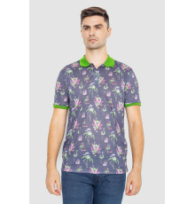 Поло мужское с принтом, цвет серо-зеленый, 247R312