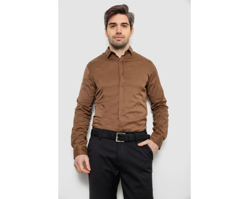 Рубашка мужская однотонная, цвет коричневый, 186R6917
