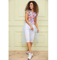 Нарядная туника с сетчатым низом, разноцветная, 167R108-1