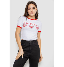 Футболка-топ жіноча з принтом, колір білий, 244R504 Футболка-топ жіноча з принтом, колір білий, 244R504