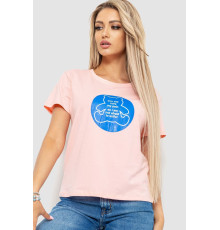 Футболка женская с принтом, цвет розовый, 221R3009