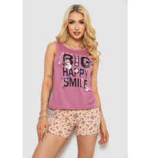 Піжама жіноча з принтом, колір пудровий, 243R24481