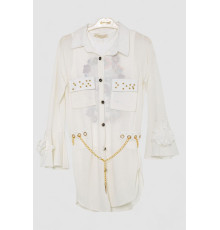 Сукня-сорочка в комплекті з майкою для дівчаток, колір молочний, 247R0495