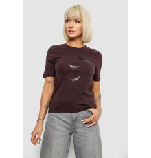 Жіноча футболка з принтом, колір шоколадний, 241R120