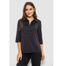 Блуза однотонна, колір чорний, 230R70-2