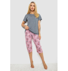 Піжама жіноча з принтом, колір сірий, 243R10293