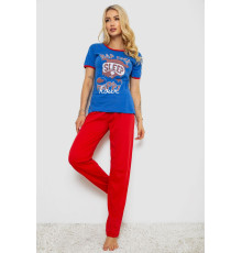 Піжама жіноча з принтом, колір синій, 243R20258