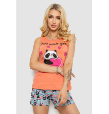 Піжама жіноча з принтом, колір помаранчевий, 243R24493