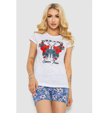 Пижама женская с принтом, цвет белый, 243R3049-1 Пижама женская с принтом, цвет белый, 243R3049-1