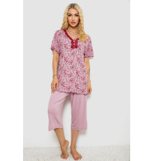 Піжама жіноча з принтом, колір пудровий, 243R6923