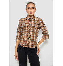 Рубашка женская в клетку, цвет коричневый, 230R063