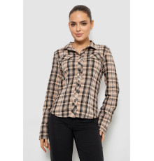 Рубашка женская в клетку, цвет бежево-серый, 230R064-1