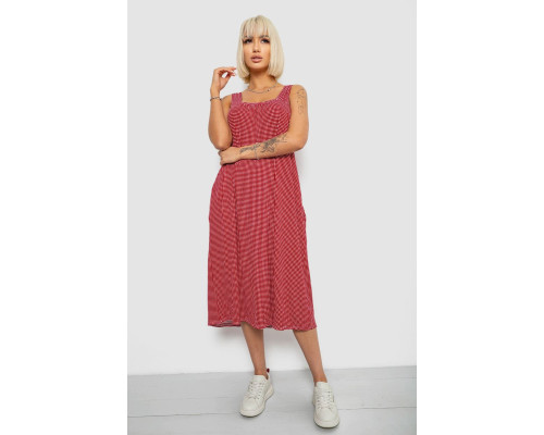 Сарафан жіночий в клітинку, колір червоний, 257R733-2
