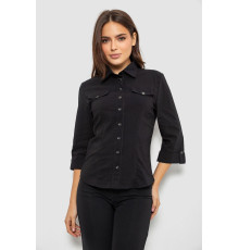 Рубашка женская однотонная, цвет черный, 230R068-3 Рубашка женская однотонная, цвет черный, 230R068-3