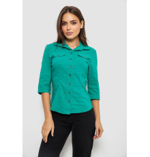 Рубашка женская однотонная, цвет зеленый, 230R068-5 Рубашка женская однотонная, цвет зеленый, 230R068-5