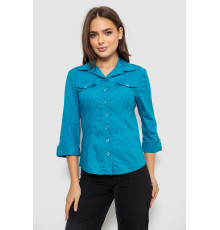 Сорочка жіноча однотонна, колір бірюзовий, 230R068-7