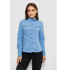 Рубашка женская однотонная, цвет голубой, 230R068-9 Рубашка женская однотонная, цвет голубой, 230R068-9