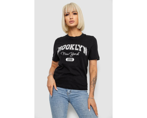 Футболка женская с принтом, цвет черный, 241R137