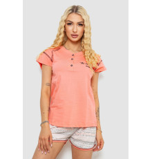 Піжама жіноча з принтом, колір персиковий, 243R0004-P5