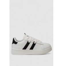 Кросівки жіночі шкіра, колір біло-чорний, 248RJH900-9