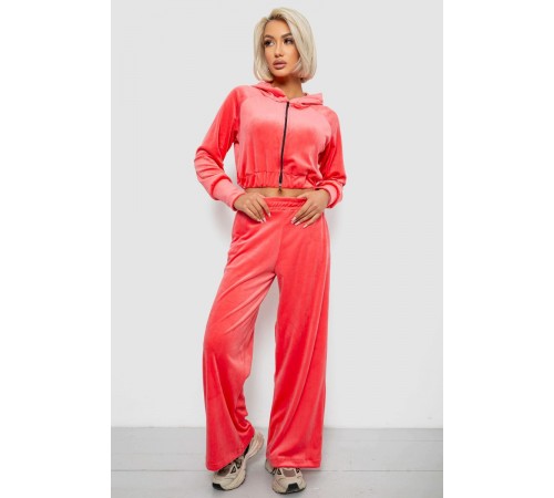 Спортивний костюм жіночий велюровий, колір рожевий, 257R4125