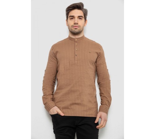 Рубашка мужская однотонная с принтом, цвет бежевый, 186R2077