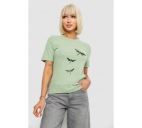 Жіноча футболка з принтом, колір оливковий, 241R120