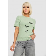 Жіноча футболка з принтом, колір оливковий, 241R120