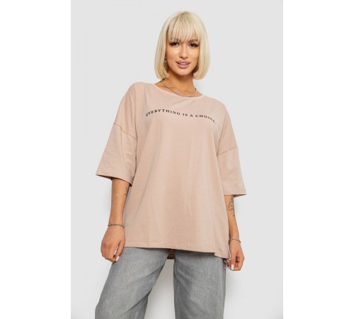 Футболка жіноча з принтом, колір бежевий, 244R2020
