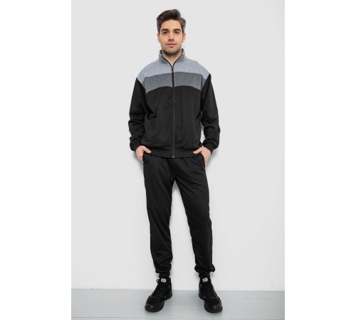 Спортивный костюм мужской, цвет черно-серый, 244R9160