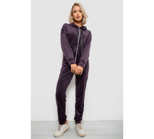 Спортивний костюм жіночий велюровий, колір темно-сливовий, 257R4122