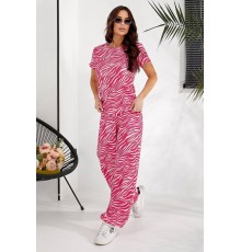 Костюм жіночий повсякденний з принтом, колір рожевий, 257R815-1