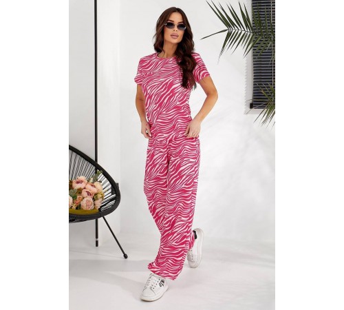 Костюм жіночий повсякденний з принтом, колір рожевий, 257R815-1