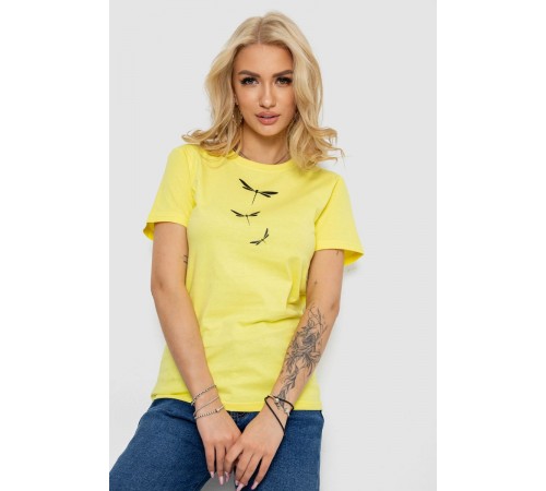 Футболка жіноча з принтом, колір жовтий, 238R555