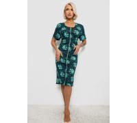 Халат жіночий на блискавці з принтом, колір зелений, 257R1030