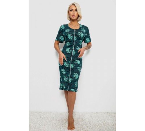 Халат жіночий на блискавці з принтом, колір зелений, 257R1030