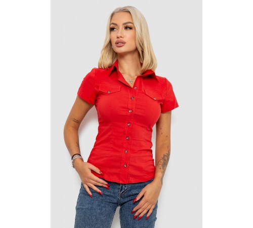 Сорочка жіноча однотонна, колір червоний, 230R068-1