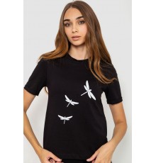 Жіноча футболка з принтом, колір чорний, 241R120