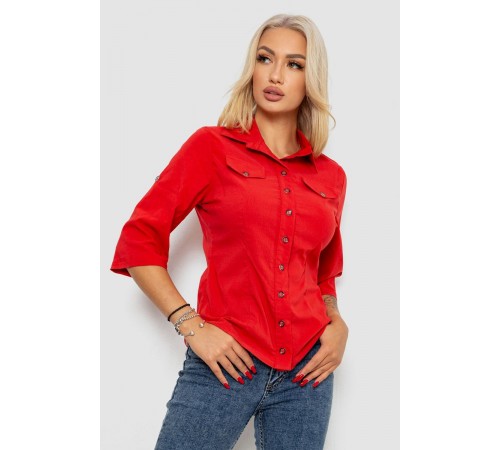 Сорочка жіноча однотонна, колір червоний, 230R068-5